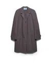 Prada Single-breasted Double Poplin Coat In Gray
