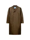 Prada Silk Open Overcoat In Brown