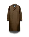 Prada Silk Open Overcoat In Brown