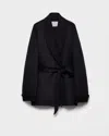 Prada Single-breasted Double Velour Caban Jacket In Blue