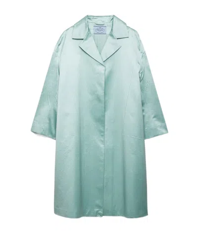 Prada Single-breasted Duchesse Coat In Anise
