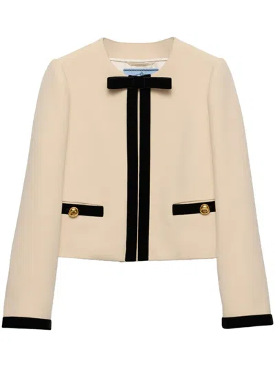 Prada Single-breasted Jacket In Beige