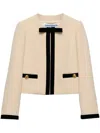 Prada Trimmed Cropped Jackets With Pockets And Buttons In Beige