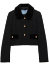 Prada Womens Black Natté Single-breasted Cropped Wool Jacket