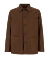 Prada Canvas Jacket Collared Chest And Front Pockets In Brown