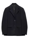 Prada Single-breasted Jacket In Straw In Black