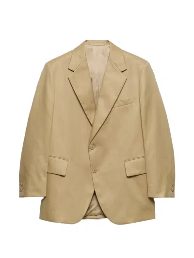 Prada Notch-lapel Three-button Blazer In Neutral