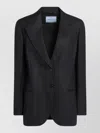 Prada Single Breasted Jacket Notch Lapel Pockets In Black