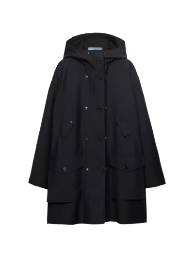 Prada Single-breasted Kid Mohair And Re-nylon Coat In Black