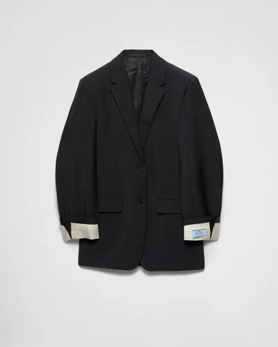 Prada Einreihige Jacke Aus Kid Mohair In Schwarz