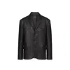 Prada Single-breasted Leather Jacket Men In Black