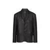 Prada Single-breasted Leather Jacket Men In Black