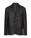 Prada Single-breasted Leather Jacket Men In Black