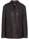 Prada Single-breasted Leather Jacket In Brown