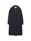 Prada Single-breasted Light Wool Coat In Blue
