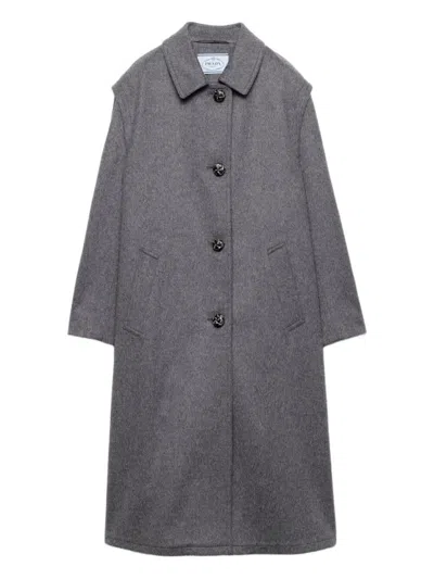 PRADA PRADA SINGLE-BREASTED LODEN WOOL COAT CLOTHING