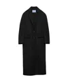 Prada Cappotto In Misto Lana Nera Donna In Black