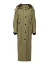 Prada Army Green Satin Cotton Parka Coat In Green