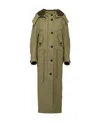 Prada Army Green Satin Cotton Parka Coat In Green