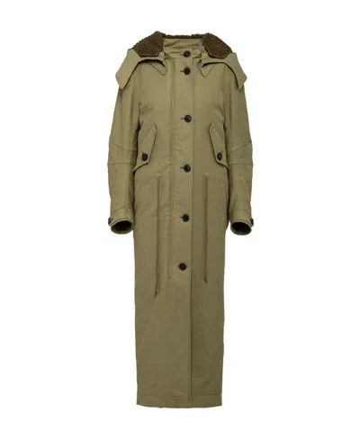 PRADA PRADA BUTTON-UP DRAWSTRING LONG COAT