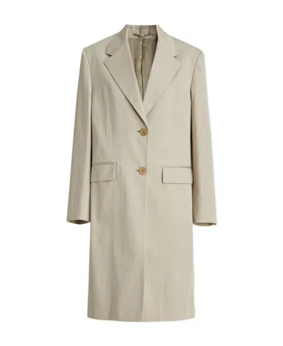 Prada Single-breasted Long-sleeved Coat In Gray