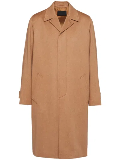 Prada Camel-hair Coat In Camel Brown