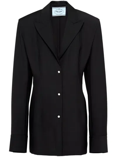 Prada Einreihige Jacke Aus Leichtem Mohair In Black