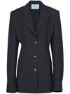 Prada Single-breasted Mohair Blazer In Blue