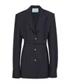 Prada Women Single-breasted Light Mohair Jacket In Blue