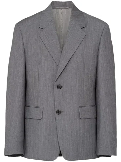 PRADA SINGLE-BREASTED MOHAIR-WOOL BLAZER