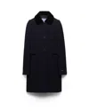 Prada Detachable Collar Single-breasted Coat In Blue