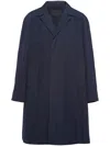 Prada Cotton-blend Overcoat In Blue