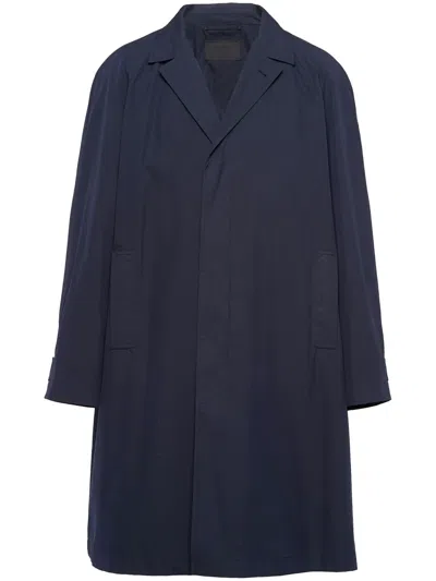 Prada Cotton-blend Overcoat In Blue
