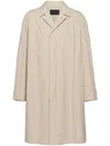 Prada Cotton-blend Overcoat Clothing In Neutral
