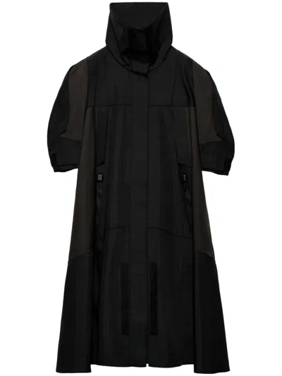 Prada Single-breasted Panelled Coat In Black