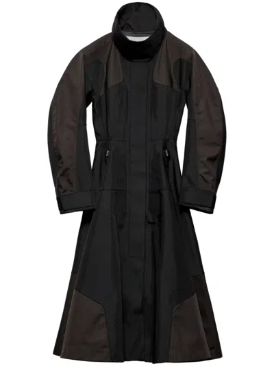 Prada Single-breasted Panelled Coat In Black