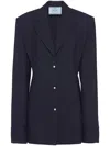 Prada Single-breasted Mohair Shirt Jacket In Blue