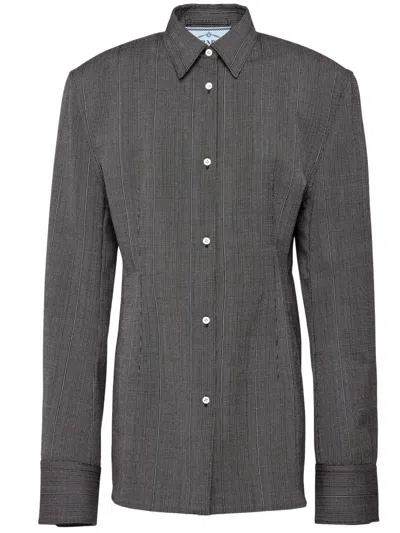 Prada Women's Single-breasted Pinstripe Wool Jacket In Grey