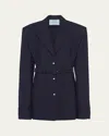 Prada Women Single-breasted Light Mohair Jacket In Navy
