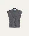 Prada Single-breasted Pinstripe Wool Vest In Ferro