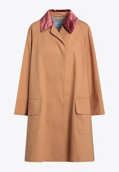 Prada Single-breasted Raincoat In Beige