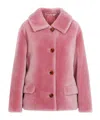 Prada Single-breasted Shearling Jacket In Pink