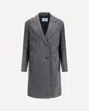 Prada Single-breasted Shetland Wool Coat In Gray
