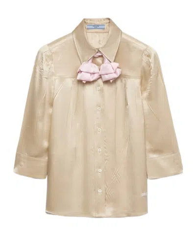 Prada Single-breasted Shirt In Desert Beige