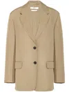 Prada Rope-coloured Single-breasted Jacket In Wool And Mohair In Green