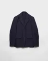 Prada Single-breasted Stretch Poplin Jacket In Blue
