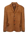Prada Single-breasted Suede Blazer In Brown