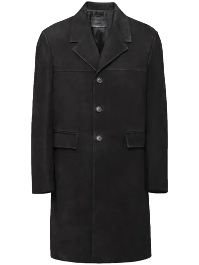 PRADA SINGLE-BREASTED SUEDE COAT