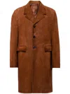 Prada Leather Coat In Brown