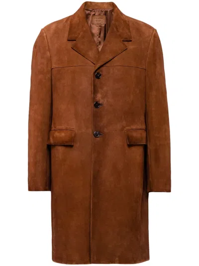 PRADA SINGLE-BREASTED SUEDE COAT
